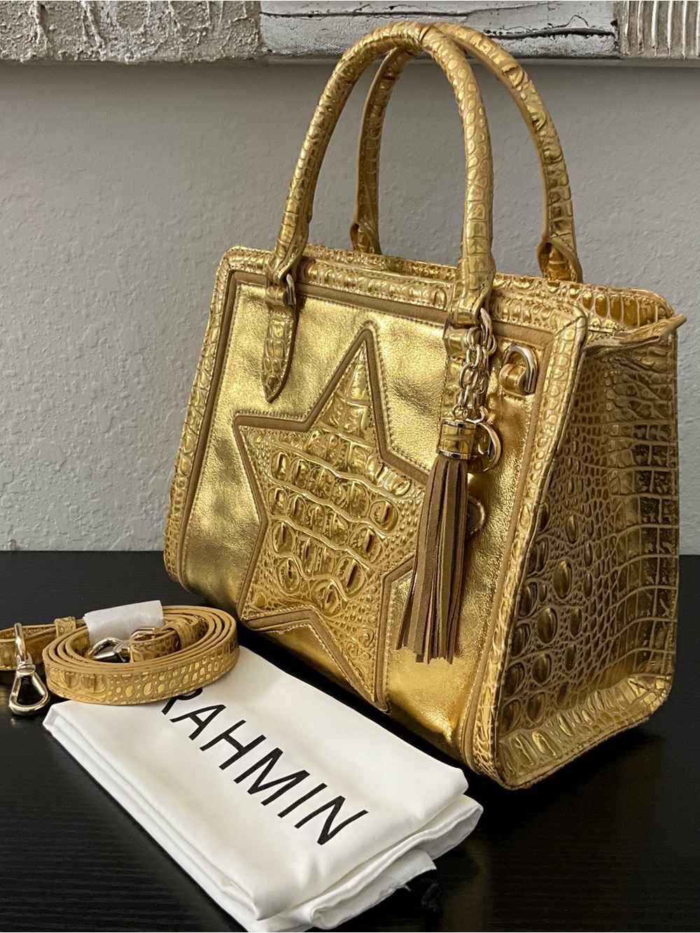 Brahmin Cami GOLD PEYSON Satchel Crossbody Shoulder W/Appliqué Star - Picture 4 of 11